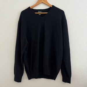 Jos. A. Bank Classic Black Executive Collection V-Neck Cashmere Sweater size L